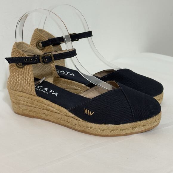 Viscata Women Formiga Canvas Wedges Sandal in Navy Size 39/US 8 - Picture 2 of 8